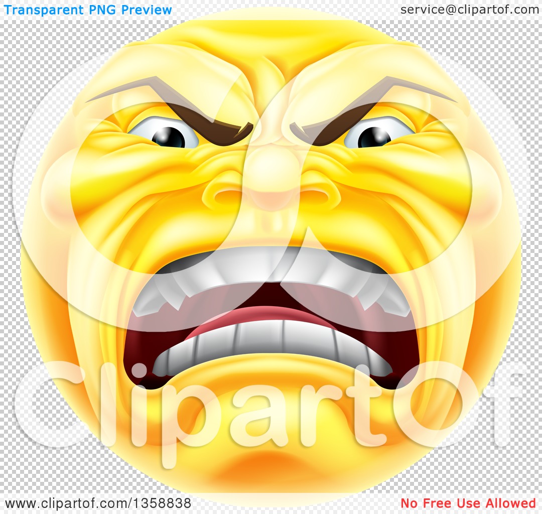 Clipart of a 3d Furious Yellow Smiley Emoji Emoticon Face Shouting ...