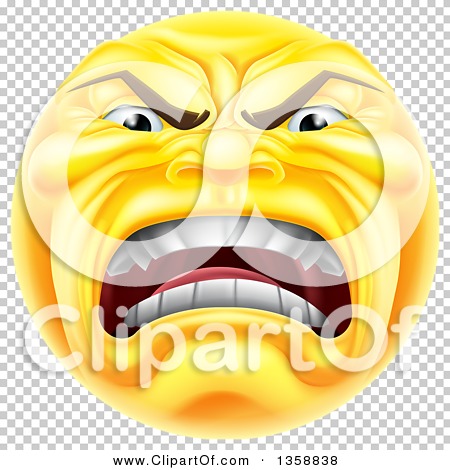 Clipart of a 3d Furious Yellow Smiley Emoji Emoticon Face Shouting ...