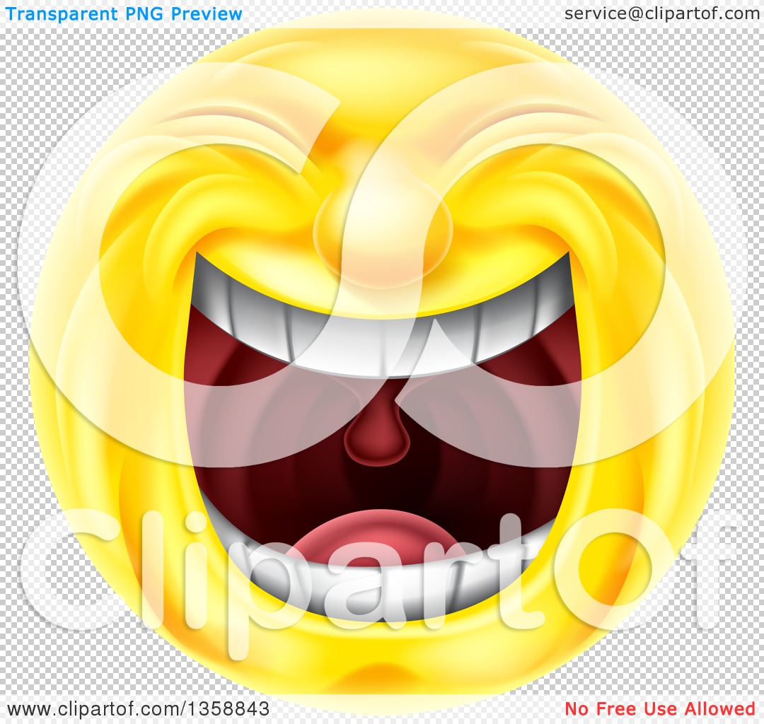 Clipart of a 3d Yellow Smiley Emoji Emoticon Face Laughing Hysterically -  Royalty Free Vector Illustration by AtStockIllustration #1358843