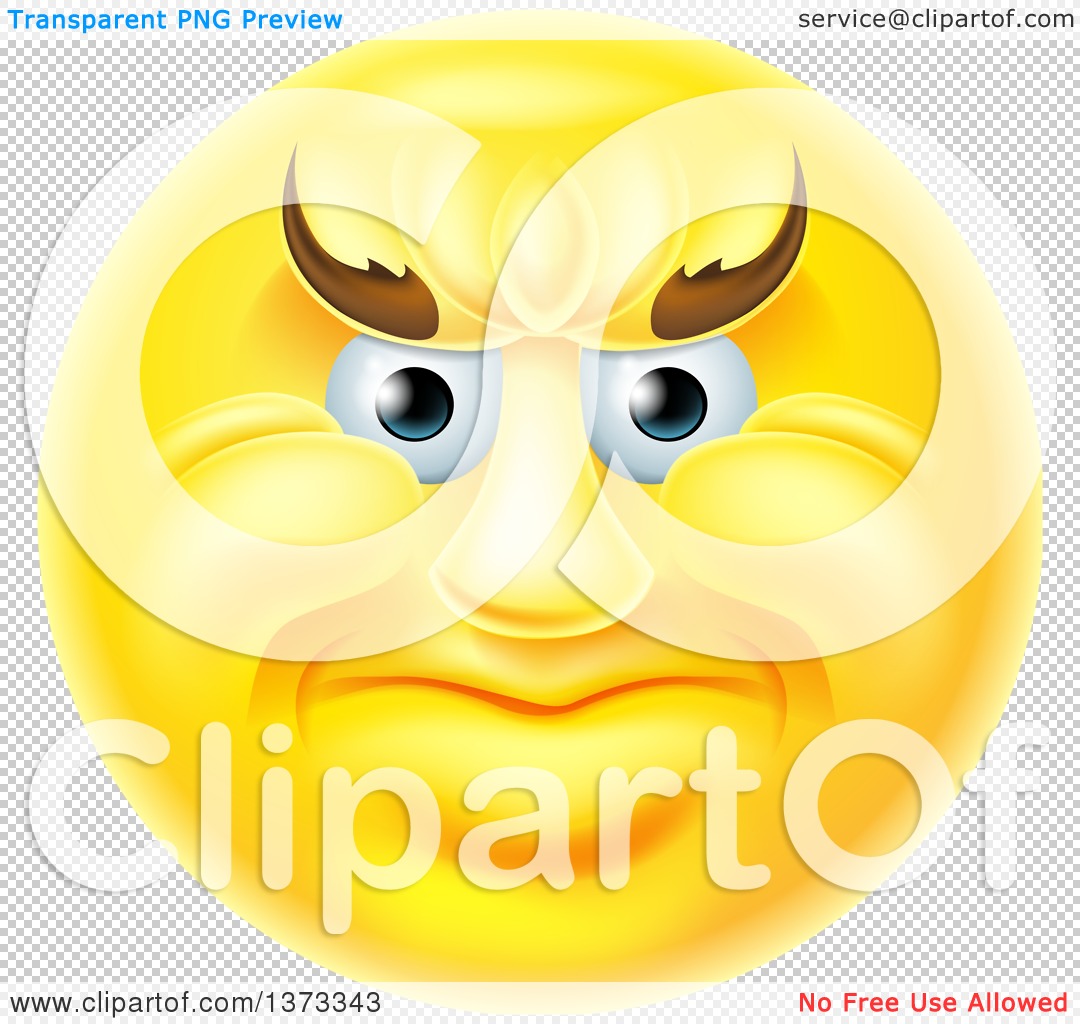 Clipart of a 3d Yellow Smiley Emoji Emoticon Face with an Angry ...
