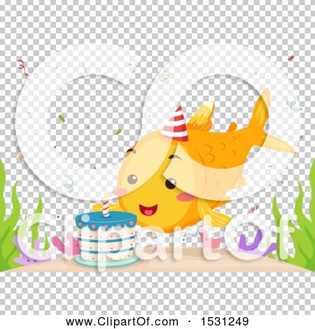 Download Clipart of a Birthday Fish by a Cake - Royalty Free Vector ...