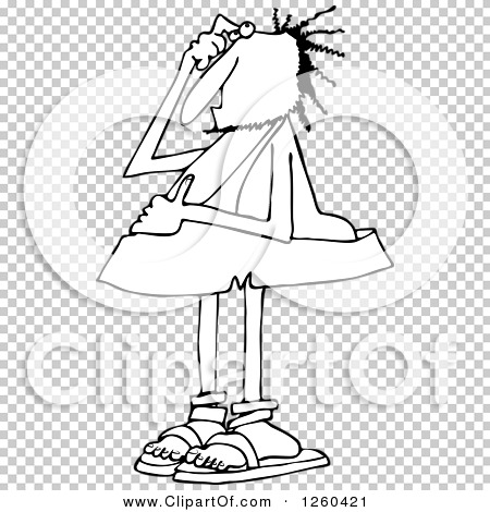 Clipart of a Black and White Bewildered Caveman Scratching His Head ...