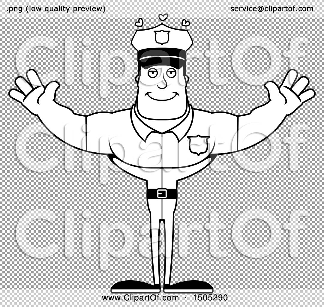 Clipart Of A Black And White Buff Male Police Officer With Hearts
