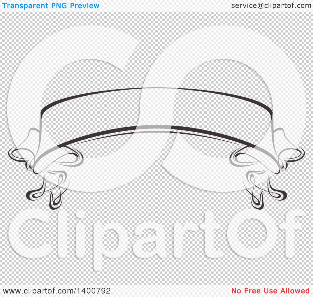 Clipart of a Black and White Calligraphic Ribbon Banner Design Element ...