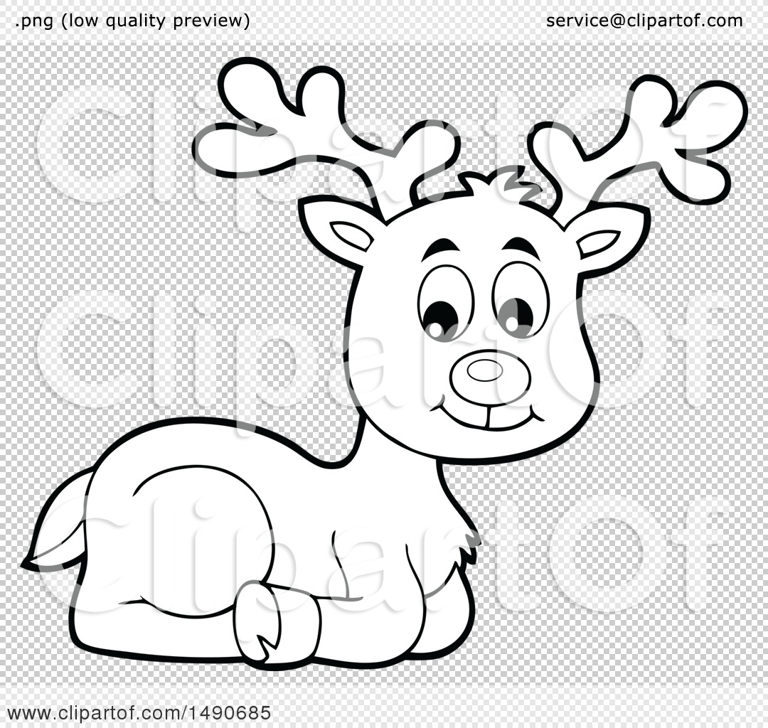 Clipart of a Black and White Christmas Reindeer - Royalty Free Vector  Illustration by visekart #1490685