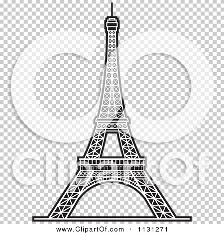 Clipart Of A Black And White Eiffel Tower 2 - Royalty Free Vector
