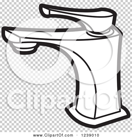Clipart of a Black and White Faucet 2 - Royalty Free Vector