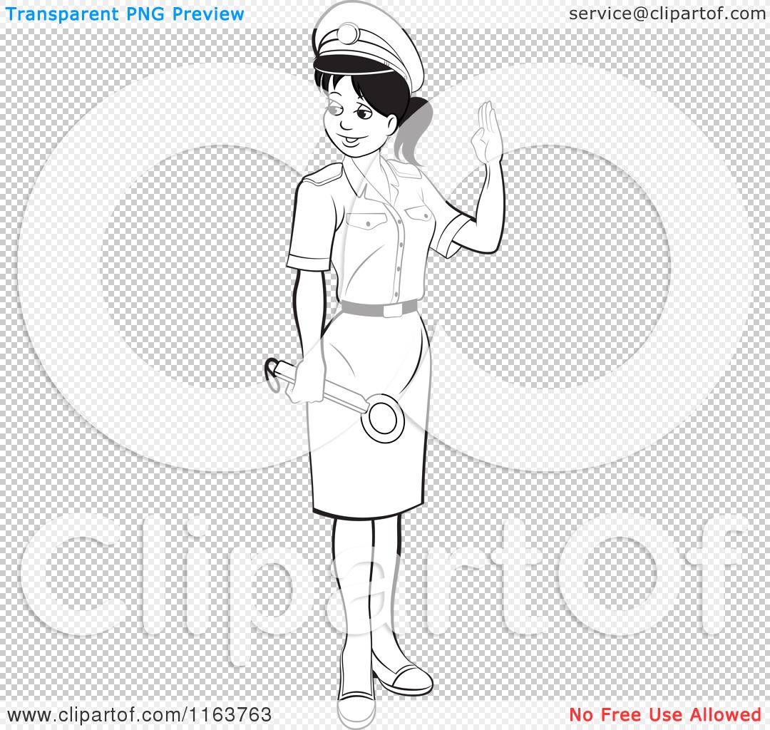 Clipart Of A Black And White Female Security Guard In A Uniform
