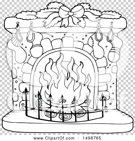 Clipart of a Black and White Fireplace with Christmas Stockings - Royalty  Free Vector Illustration by visekart #1498765