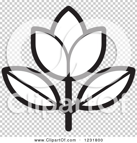 Clipart of a Black and White Flower Icon - Royalty Free Vector