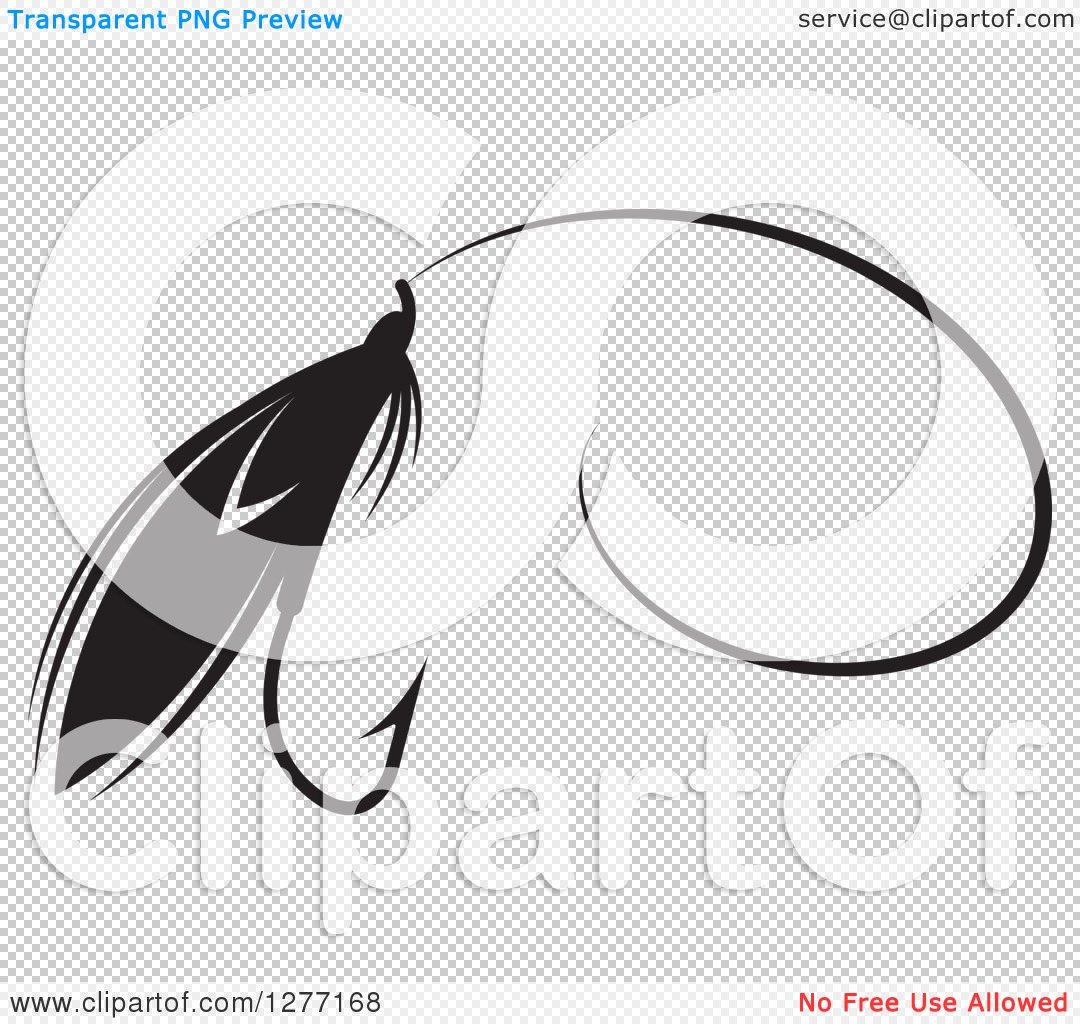 Clipart of a Black and White Fly Fishing Lure and Hook - Royalty Free  Vector Illustration by Lal Perera #1277168