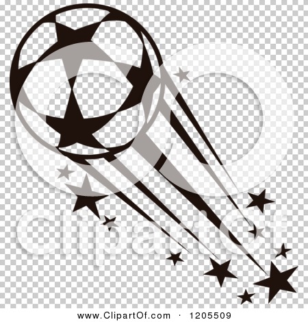 Clipart of a Black and White Flying Soccer Ball with Stars 2 - Royalty ...