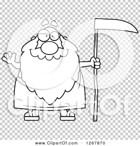 Clipart of a Black and White Friendly Waving Father Time Senior Man