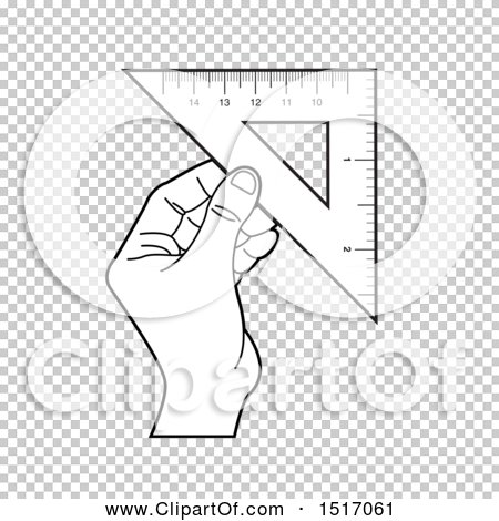 Clipart of a Black and White Hand Holding a Set Square - Royalty Free ...