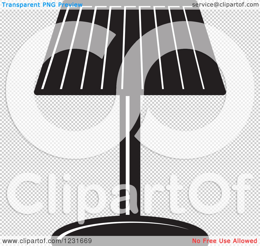 Clipart of a Black and White Lamp Icon - Royalty Free Vector