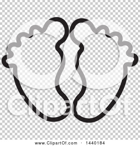 Clipart of a Black and White Pair of Footprints - Royalty Free Vector