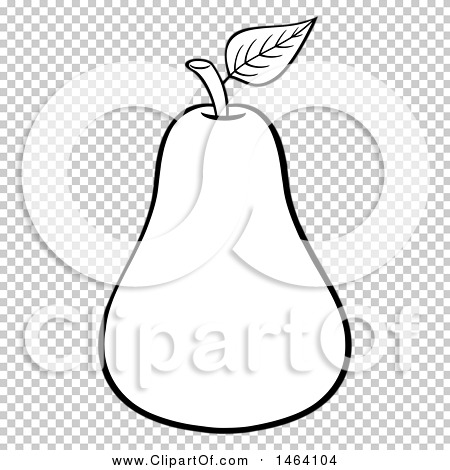 Clipart of a Black and White Pear - Royalty Free Vector Illustration by