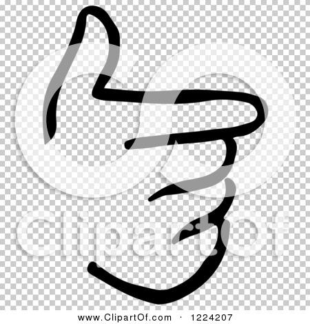 Clipart of a Black and White Pointing Hand - Royalty Free Vector