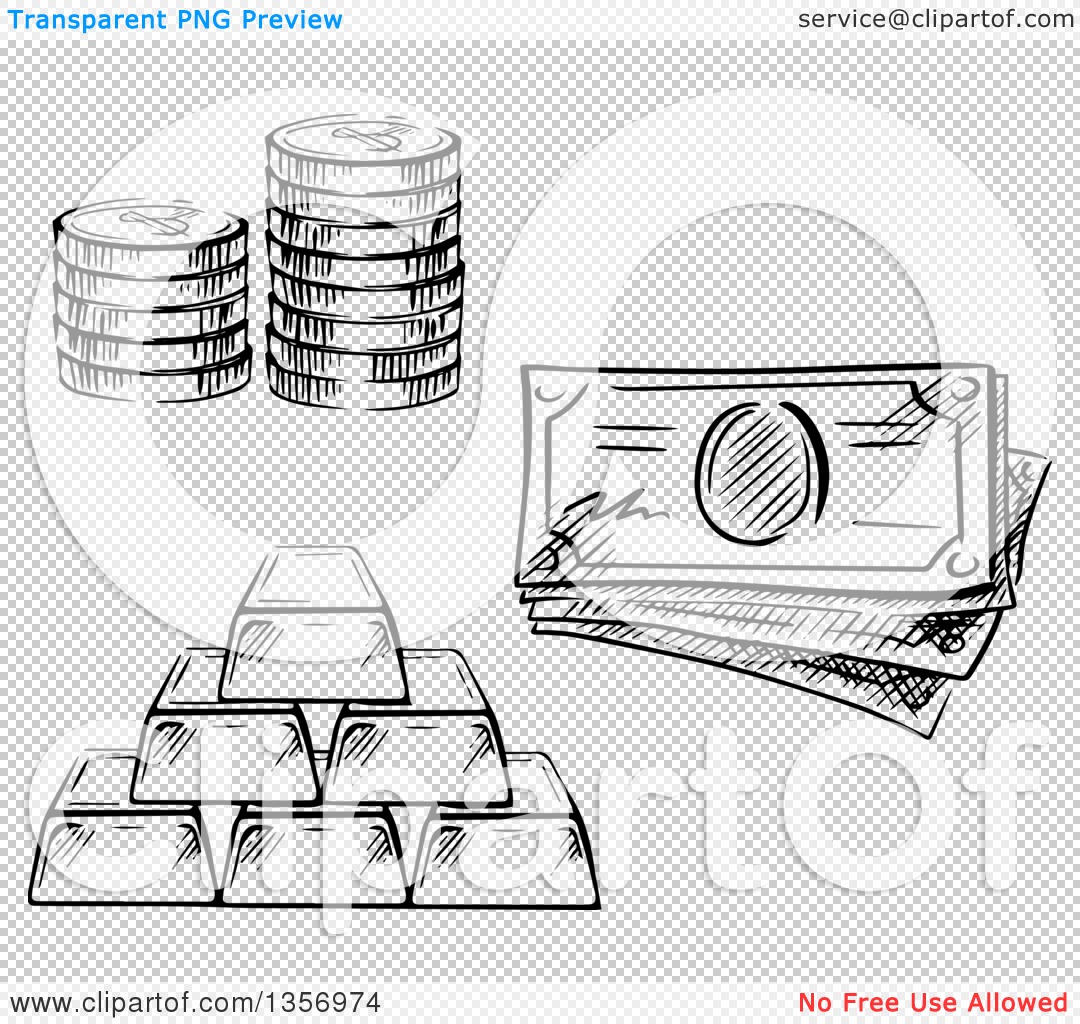 money stack clip art black and white