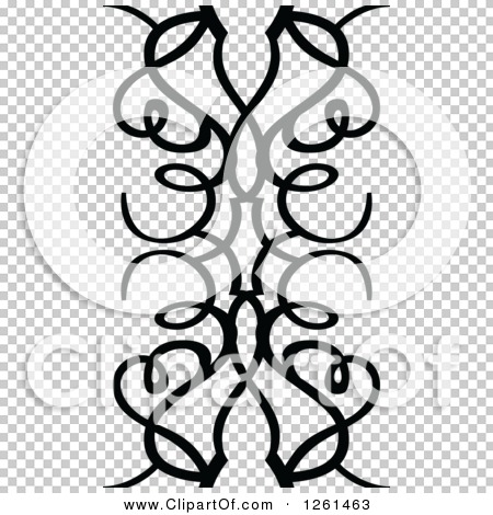 Clipart of a Black and White Swirl Design Element - Royalty Free Vector