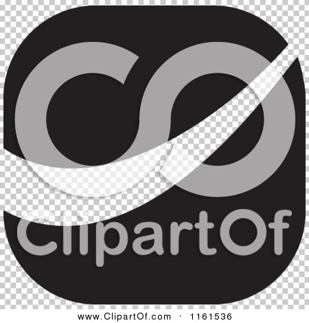 Clipart of a Black and White Swoosh Icon - Royalty Free Vector