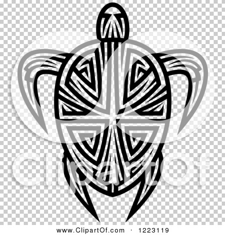 Clipart of a Black and White Tribal Sea Turtle 2 - Royalty Free Vector ...