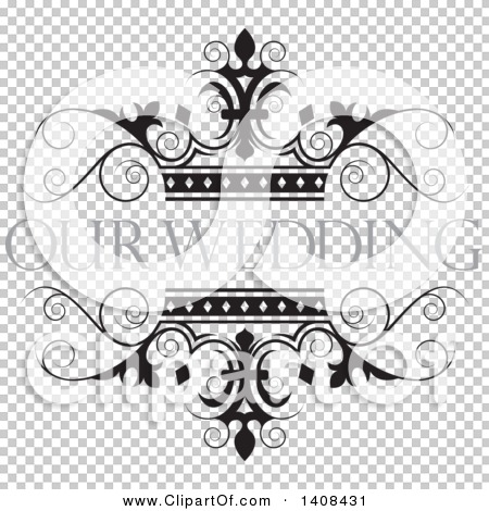 Download Clipart of a Black and White Wedding Swirl and Crown ...
