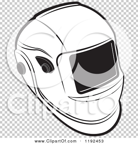 Clipart Of A Black And White Welding Helmet Royalty Free Vector Illustratio...