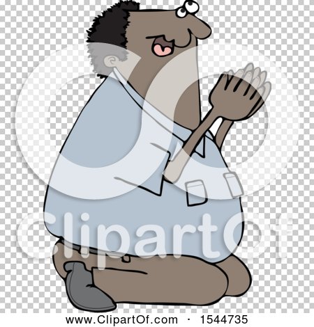 Clipart of a Black Man Kneeling and Praying - Royalty Free Vector ...