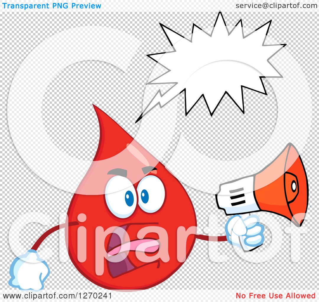 Clipart of a Blood or Hot Water Drop Screaming into an Announcement ...