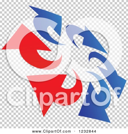 Clipart of a Blue and Red Arrow Logo 7 - Royalty Free Vector