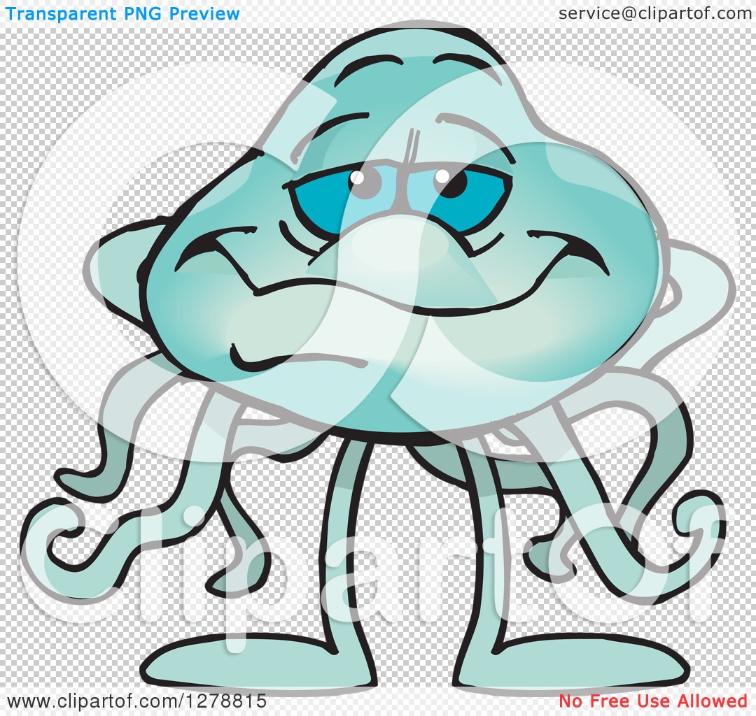 Clipart of a Blue Jellyfish - Royalty Free Vector Illustration by