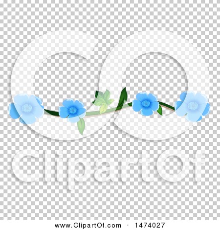 Clipart of a Border of Blue Flowers - Royalty Free Vector Illustration