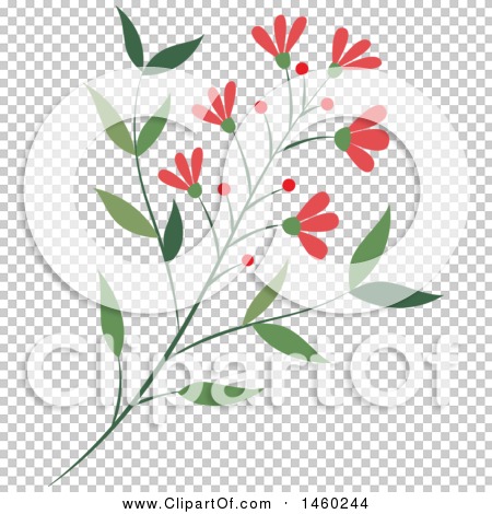 Clipart of a Branch with Berries and Flowers - Royalty Free Vector