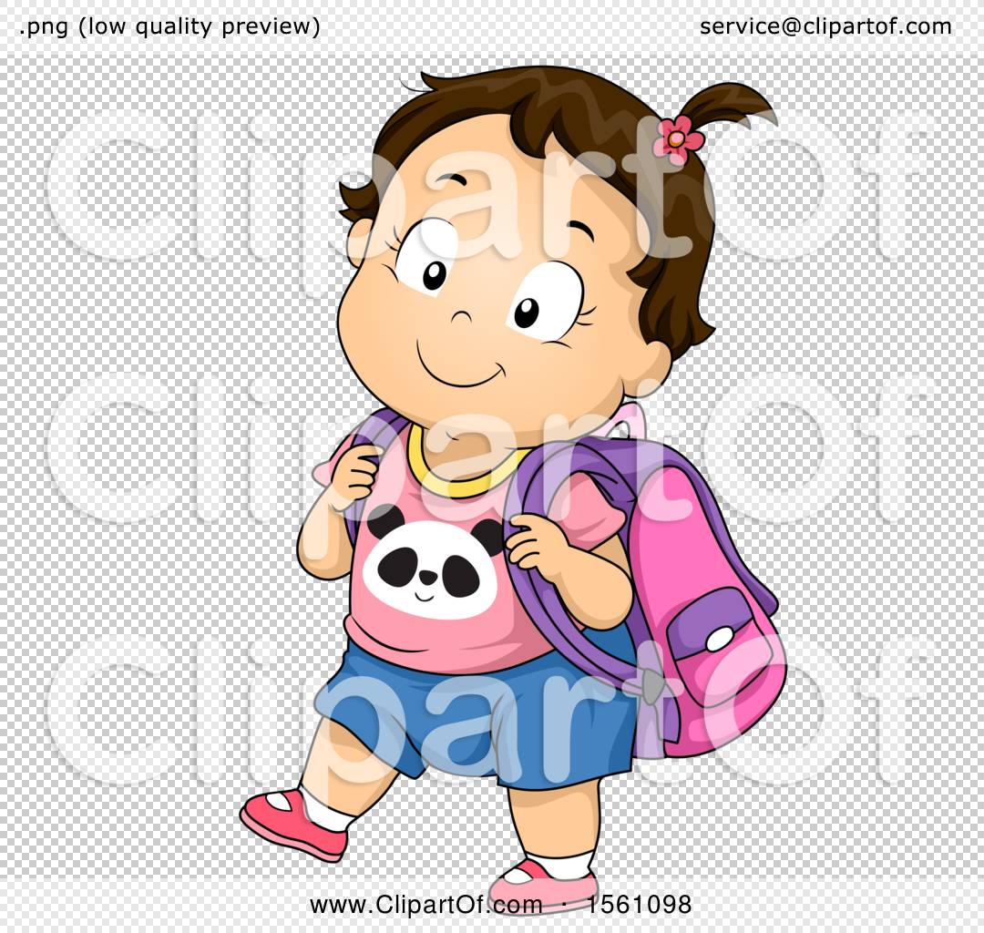 Girl with Backpack Clipart