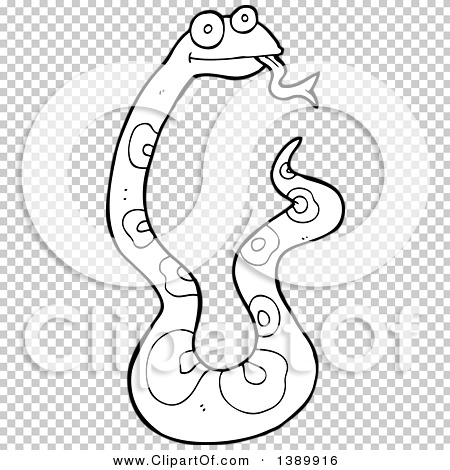 Clipart of a Cartoon Black and White Lineart Snake - Royalty Free