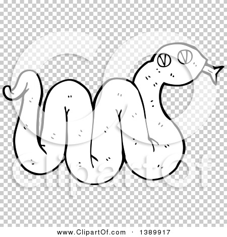 Clipart of a Cartoon Black and White Lineart Snake - Royalty Free