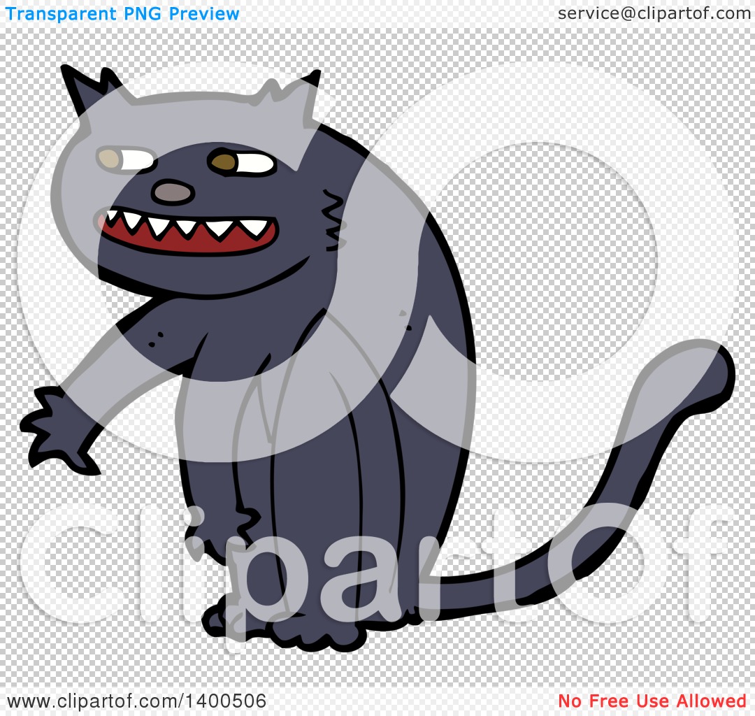 Clipart of a Cartoon Black Kitty Cat - Royalty Free Vector Illustration