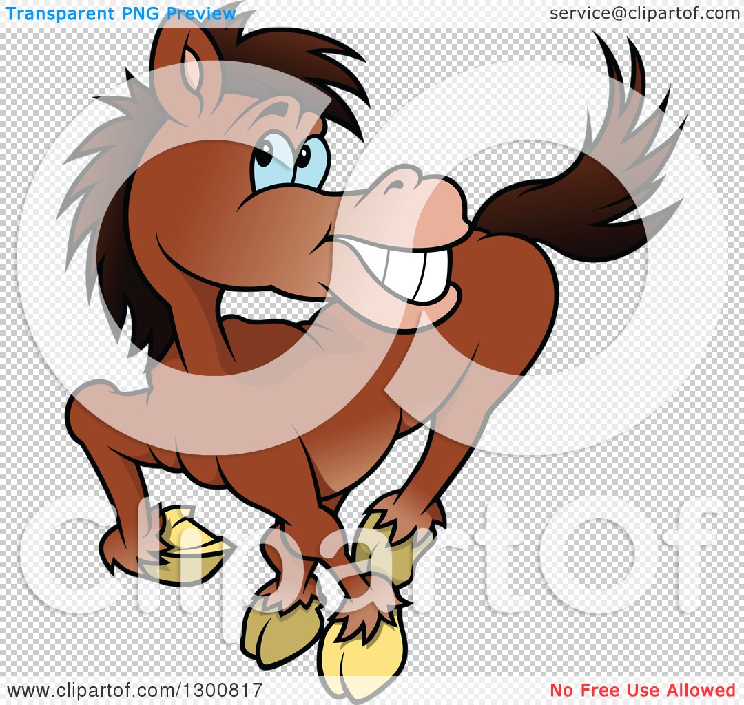 Clipart of a Cartoon Brown Horse with Blue Eyes - Royalty Free Vector  Illustration by dero #1300817