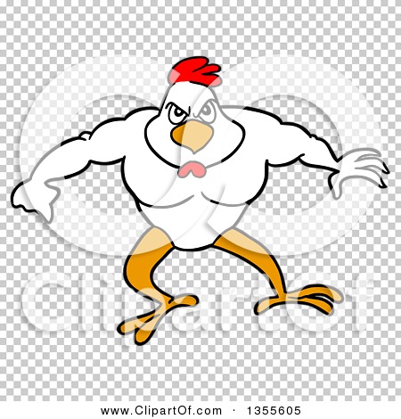 Clipart of a Cartoon Buff Chicken Flexing His Muscles - Royalty Free