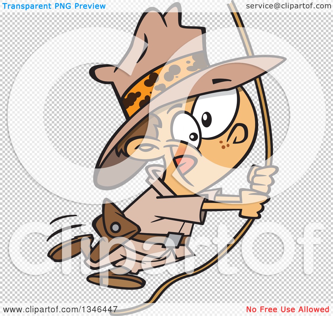 Clipart Of A Cartoon Caucasian Explorer Adventurer Boy Swinging From A Rope Royalty Free Vector Illustration By Toonaday