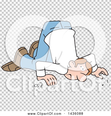 Clipart of a Cartoon Caucasian Man with His Ear to the Ground - Royalty ...