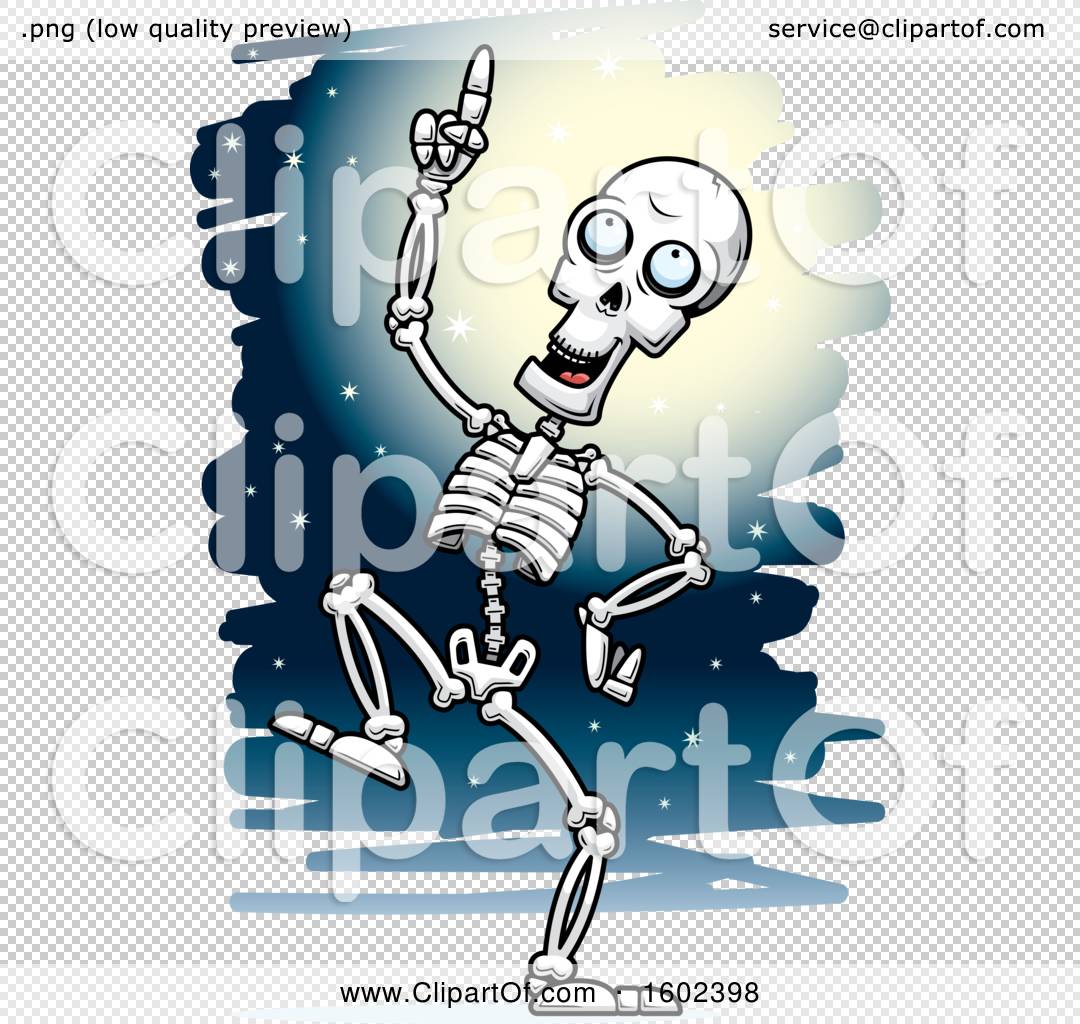 Clipart of a Cartoon Dancing Skeleton Against a Full Moon - Royalty Free  Vector Illustration by Cory Thoman #1602398