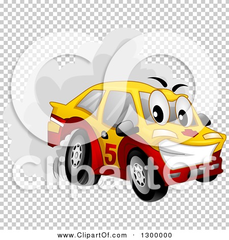 Clipart of a Cartoon Drifting Car Character Spinning Its Tires