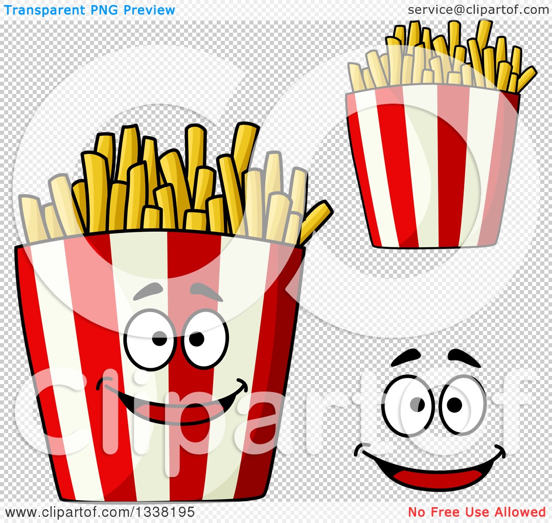 Clipart of a Cartoon Face and Striped Containers of French Fries ...