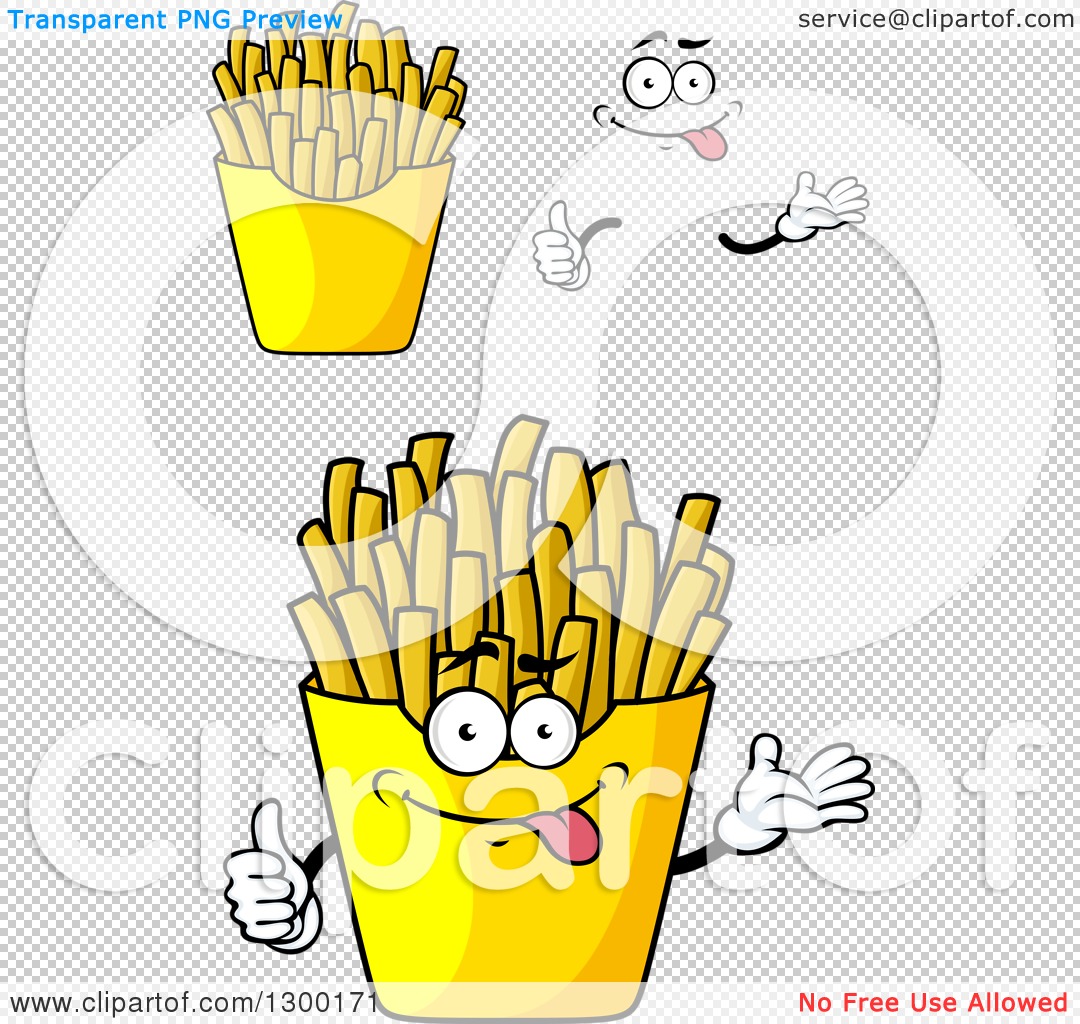 Clipart of a Cartoon Face, Hands and French Fries - Royalty Free Vector ...