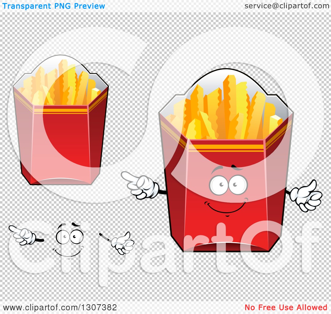 Clipart of a Cartoon Face, Hands and Red Boxes of Crinkle French Fries ...