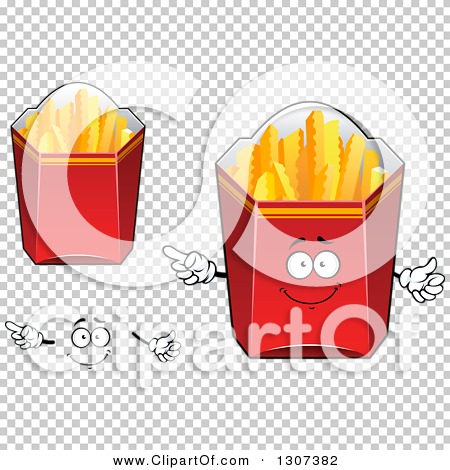 Clipart of a Cartoon Face, Hands and Red Boxes of Crinkle French Fries ...
