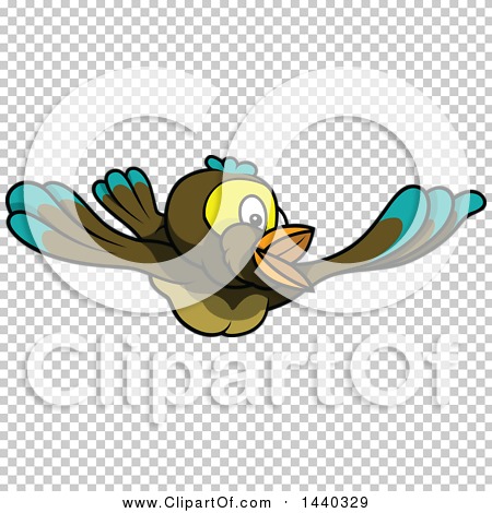 Clipart of a Cartoon Flying Bird - Royalty Free Vector Illustration by