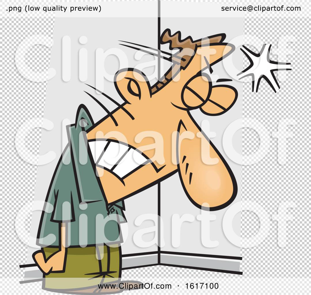 Clipart of a Cartoon Frustrated White Man Banging His Head Against a Wall -  Royalty Free Vector Illustration by toonaday #1617100